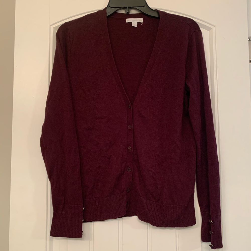 Cardigan XL Garnet Maroon Button Up Red Sweater